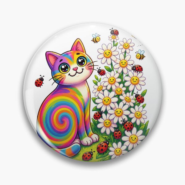 Item preview, Psychedelic Rainbow Cat Among Happy Daisies designed and sold by mimiartes.