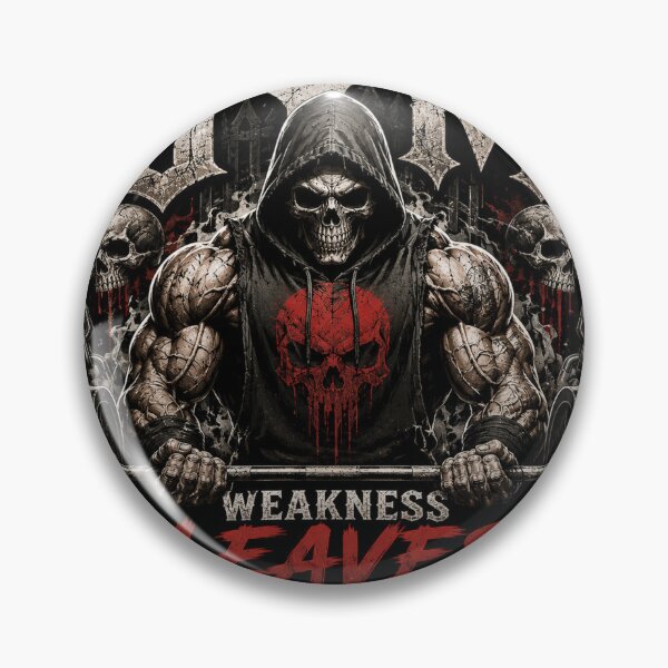 Item preview, The Gym Weakness Leaves You Here Skull Gym Motivation Sticker designed and sold by LuckyJade.
