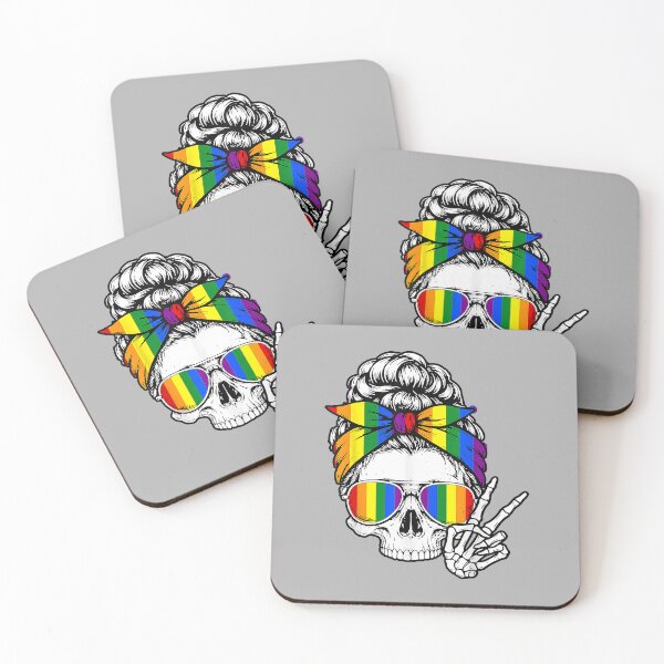 Item preview, Gay Pride Messy Bun Skull Rainbow Flag LGBTQ Ally LGBT Women designed and sold by ArleneRowe.