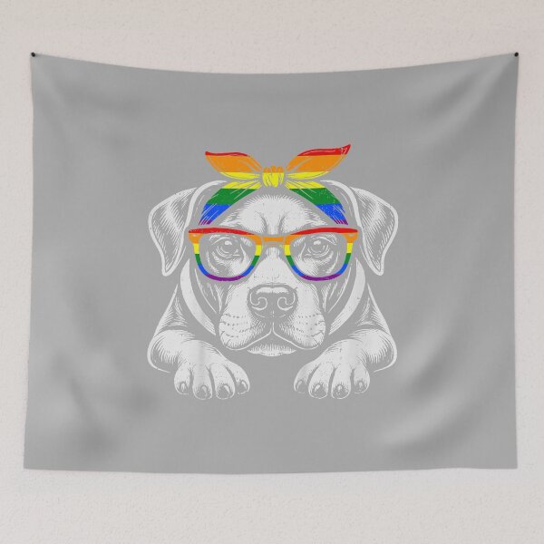 Item preview, Gay Pride Pitbull Dog Rainbow Flag LGBTQ Ally LGBT Men Women designed and sold by ArleneRowe.