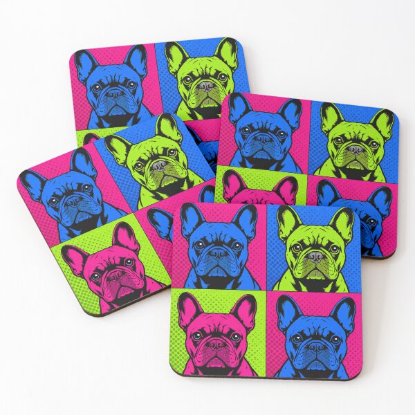 Item preview, French Bulldog Pop Art Print, Four Panel Grid Design, Neon Dog Portrait designed and sold by TM DESIGNS AND MORE.