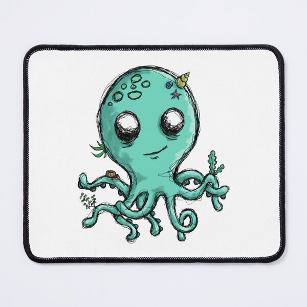 Item preview, Octopus Cute Kawaii Green Sea Monster Alien Illustration designed and sold by MandrakeCreati.