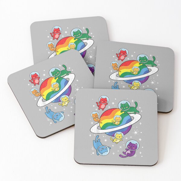Item preview, Gay Pride Space Cat Kitty Meow Rainbow Flag LGBTQ Ally LGBT designed and sold by ArleneRowe.
