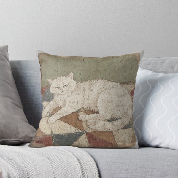 Item preview, White Cat Giving One Judgmental Eye Folk Art designed and sold by PictorialWhimsy.