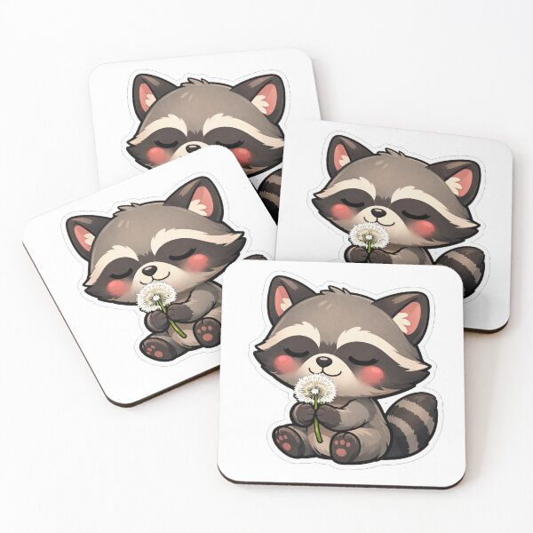 Item preview, Cute Raccoon Sniffing A Dandelion Flower designed and sold by Owcomm.