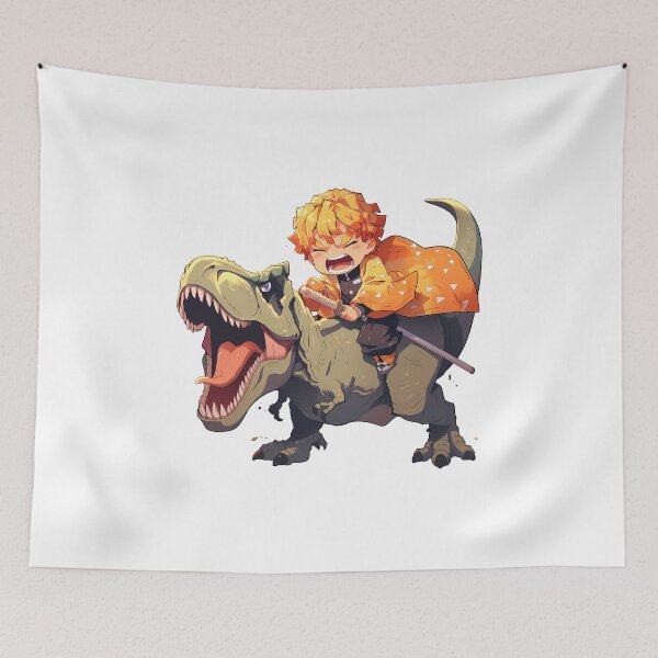 Item preview, Zenitsu Agatsuma Demon Slayer Chibi Dinosaur Panic designed and sold by Dashsopaner.