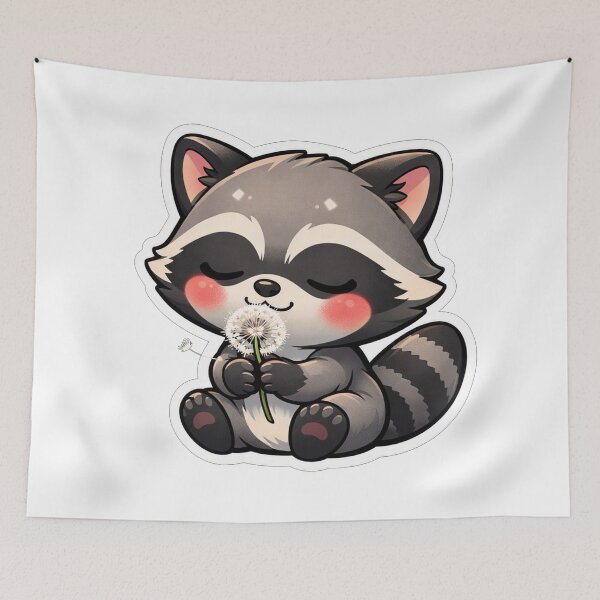 Item preview, Cute Raccoon Holding A Delicate Dandelion designed and sold by Owcomm.