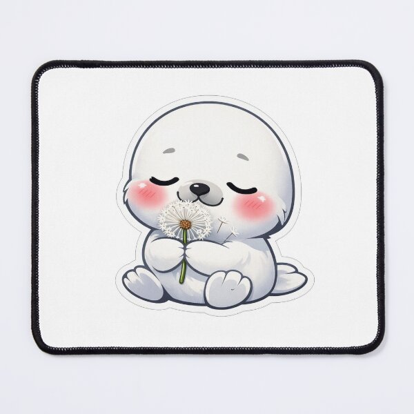 Item preview, Cute Baby Seal Holding White Dandelion designed and sold by Owcomm.
