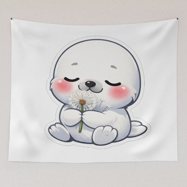 Item preview, Cute Baby Seal Holding White Dandelion designed and sold by Owcomm.