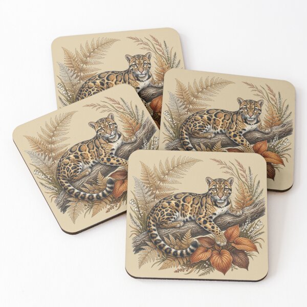 Item preview, Botanical Clouded Leopard Autumn Foliage Nature Design designed and sold by BirdsnStuff.