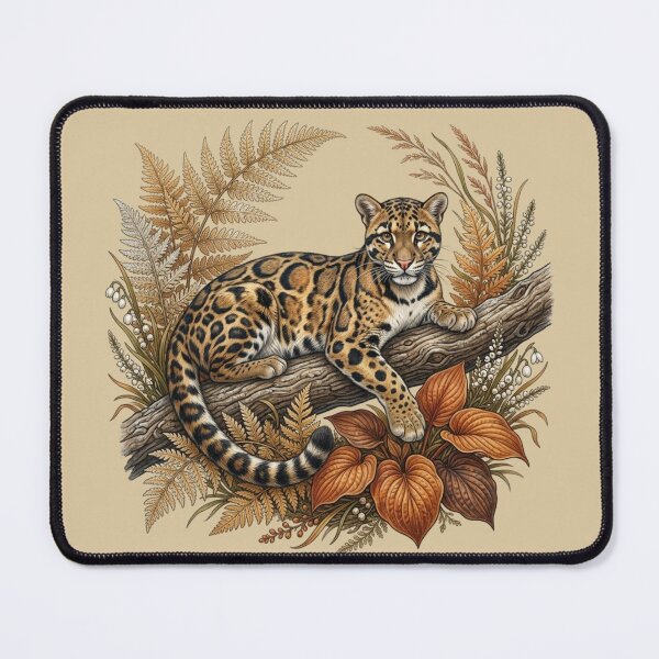 Item preview, Botanical Clouded Leopard Autumn Foliage Nature Design designed and sold by BirdsnStuff.
