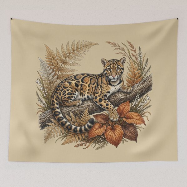 Item preview, Botanical Clouded Leopard Autumn Foliage Nature Design designed and sold by BirdsnStuff.