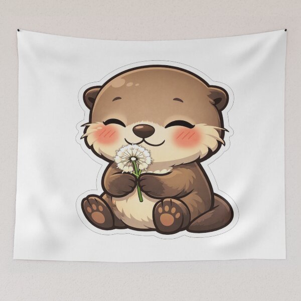 Item preview, Cute Little Otter Holding A Dandelion designed and sold by Owcomm.