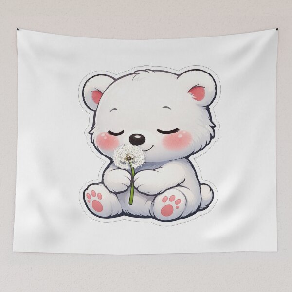 Item preview, Cute White Bear Holding A Dandelion designed and sold by Owcomm.