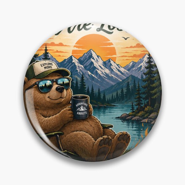 Item preview, Camping Bear Retro Sticker designed and sold by Dream Design Store.
