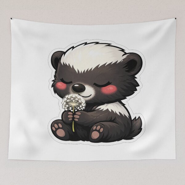 Item preview, Cute Little Honey Badger Holding Dandelion designed and sold by Owcomm.