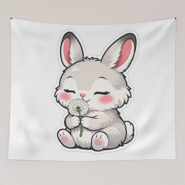 Item preview, Cute Fluffy Bunny Holding A Dandelion Wish designed and sold by Owcomm.