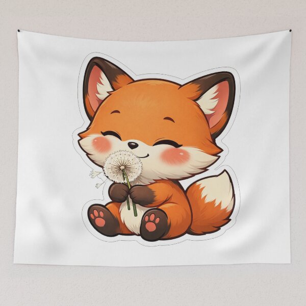 Item preview, Cute Baby Fox Holding Dandelion Fluff designed and sold by Owcomm.