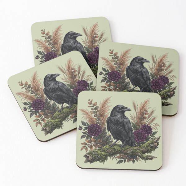 Item preview, Common Raven Bird Autumn Vibes Nature Art designed and sold by BirdsnStuff.