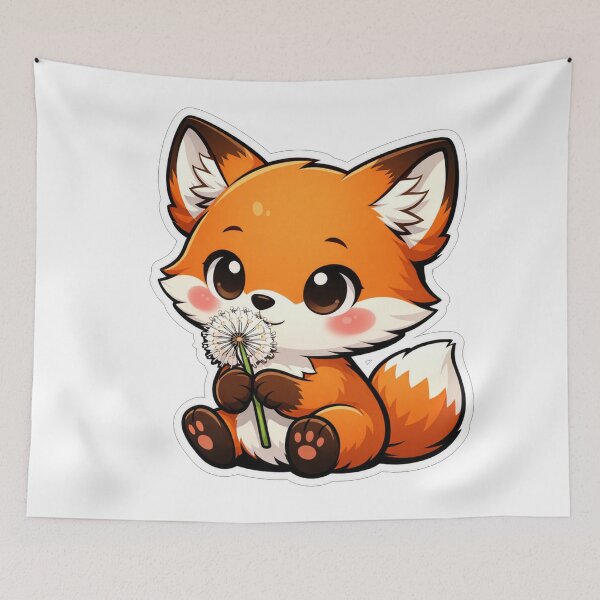 Item preview, Cute Little Fox Holding A Dandelion designed and sold by Owcomm.