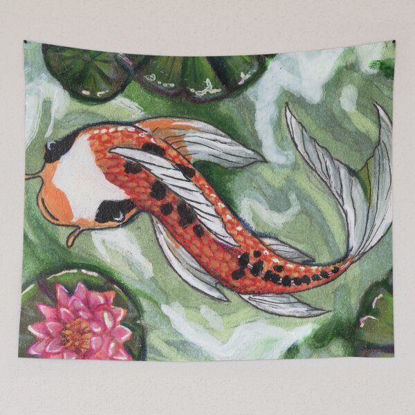 Item preview, Orange and Black Koi Fish with Lilys  designed and sold by TheMuseMirage.