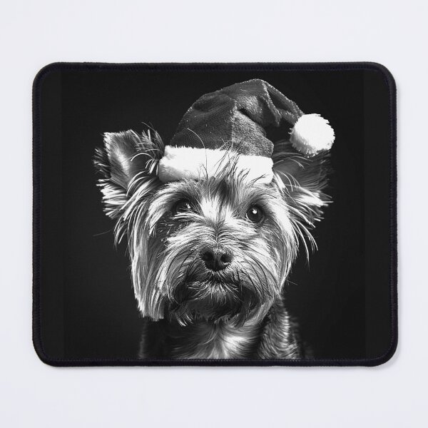 Item preview, Yorkshire Terrier Wearing Santa Hat Christmas Portrait designed and sold by inkoutninja.