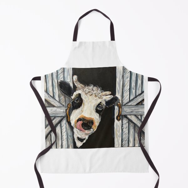 Item preview, Ellington black & white cow head  in a white barn farm style acrylic original painting designed and sold by Paintingladycat.