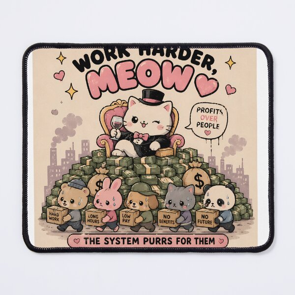 Item preview, Work Harder Meow Cute Satirical Cat designed and sold by 91bravo1029.