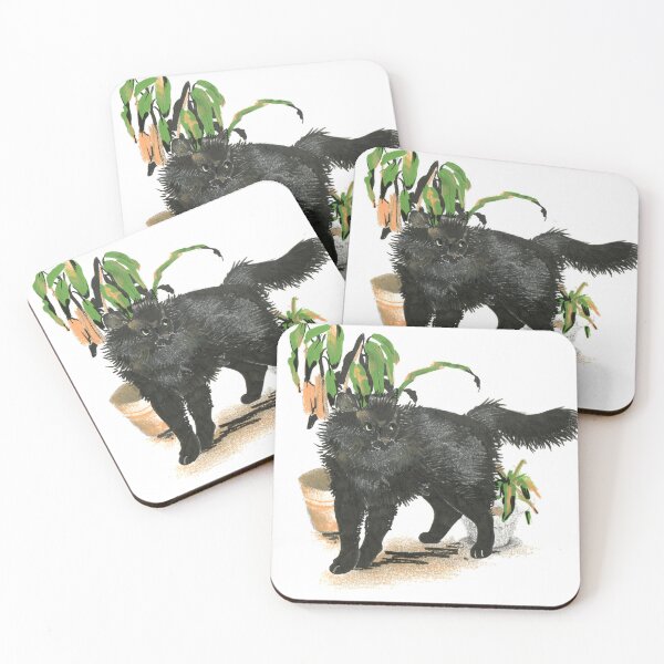 Item preview, Black Cat and Leafy Plants designed and sold by GreyGnu.