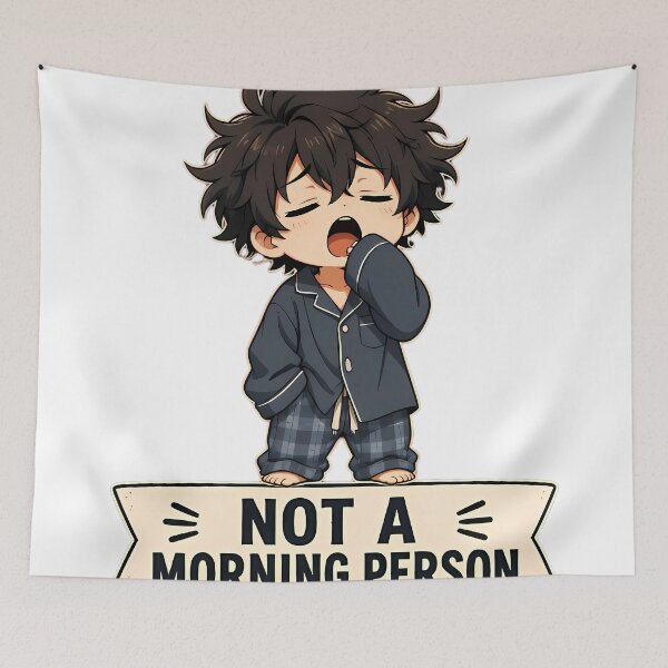 Item preview, Grumpy Morning Anime Chibi Boy designed and sold by WorldOfChibis.