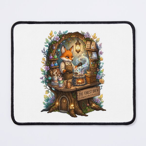 Item preview, The Forest Brew | Magical Fox Coffee Roastery | Woodland Coffee Shop | Fantasy Barista | Cottagecore Café | Enchanted Coffee Lover designed and sold by MrDev.