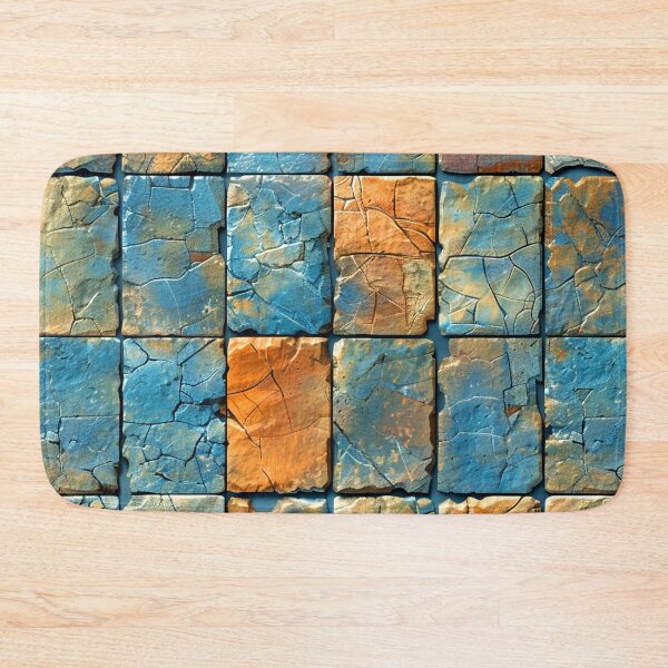 Item preview, Blue And Terracotta (Faux) Stone Tile Distressed Pattern designed and sold by DEC02.