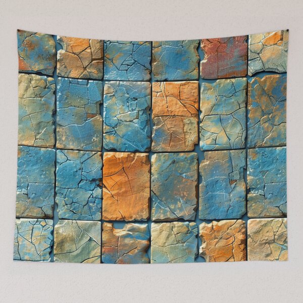 Item preview, Blue And Terracotta (Faux) Stone Tile Distressed Pattern designed and sold by DEC02.