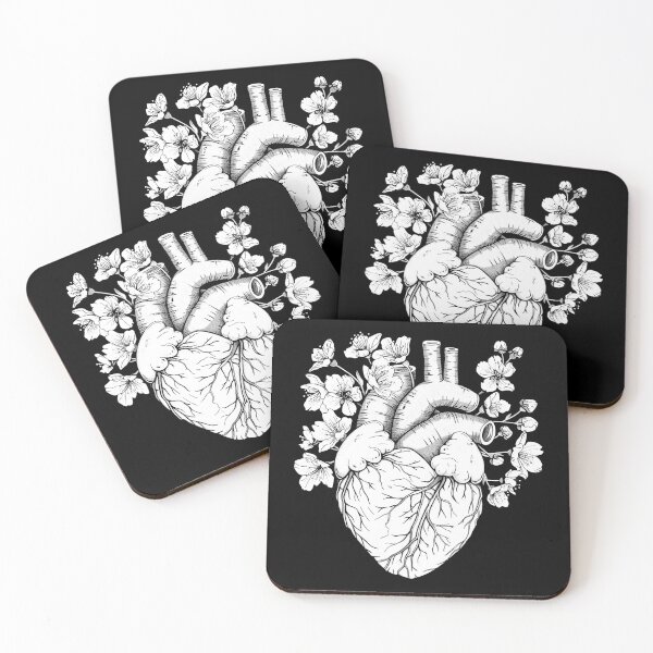 Item preview, Botanical Anatomical Heart with Floral Blossoms designed and sold by inkoutninja.