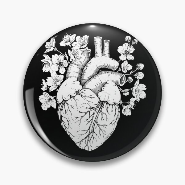 Item preview, Botanical Anatomical Heart with Floral Blossoms designed and sold by inkoutninja.