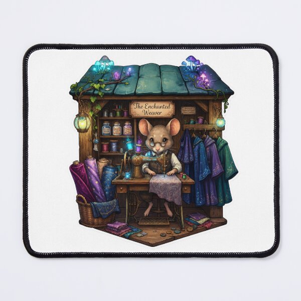 Item preview, The Enchanted Weaver | Magical Tailor Shop | Fantasy Sewing Mouse | Cottagecore Seamstress | Whimsical Woodland Atelier designed and sold by MrDev.
