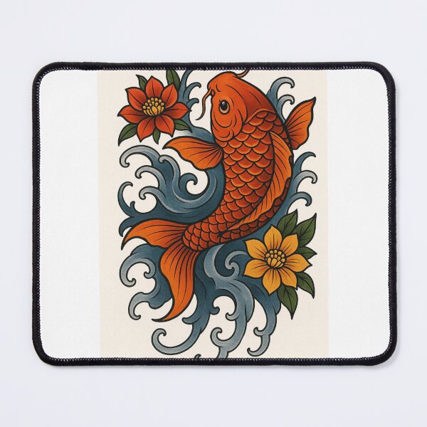 Item preview, Elegant Orange Koi Fish with Floral Waves designed and sold by henrysargole23.