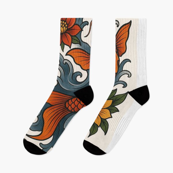 Item preview, Elegant Orange Koi Fish with Floral Waves designed and sold by henrysargole23.
