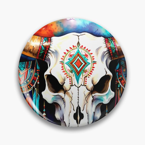 Item preview, Southwest Native American Bull Skull Colorfully Adorned Design designed and sold by DEC02.
