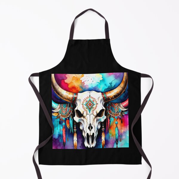 Item preview, Southwest Native American Bull Skull Colorfully Adorned Design designed and sold by DEC02.