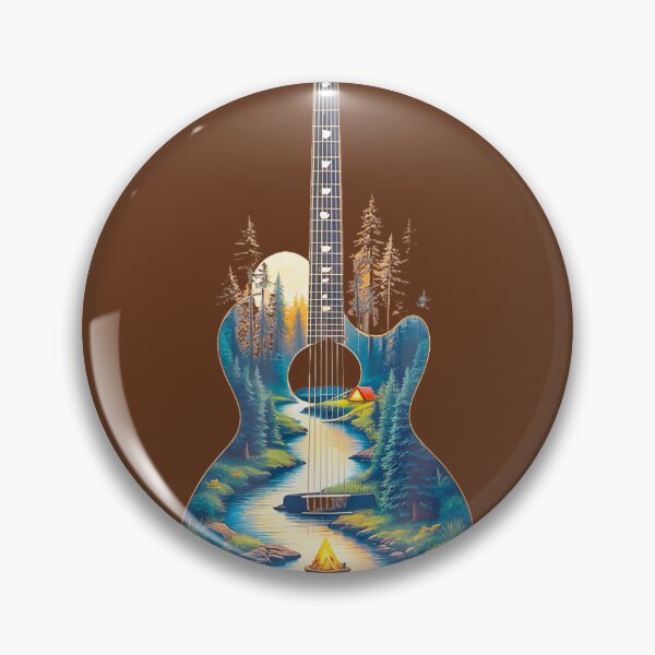 Item preview, Guitar Lake Reflections Forest Pine Tree Moon Camp Guitaristpng designed and sold by KochoscDesigs.