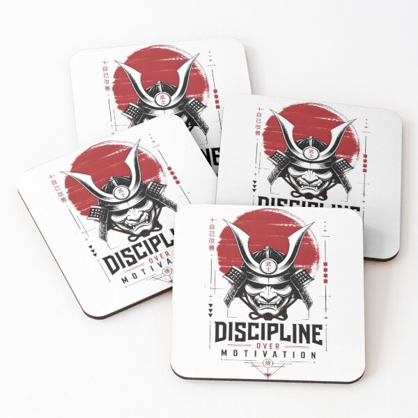 Item preview, Discipline Over Motivation Samurai - Japanese Cyberpunk Fitness Art designed and sold by smouzy.