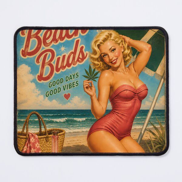 Item preview, Beach Buds Vintage Cannabis Pin Up Art designed and sold by 91bravo1029.