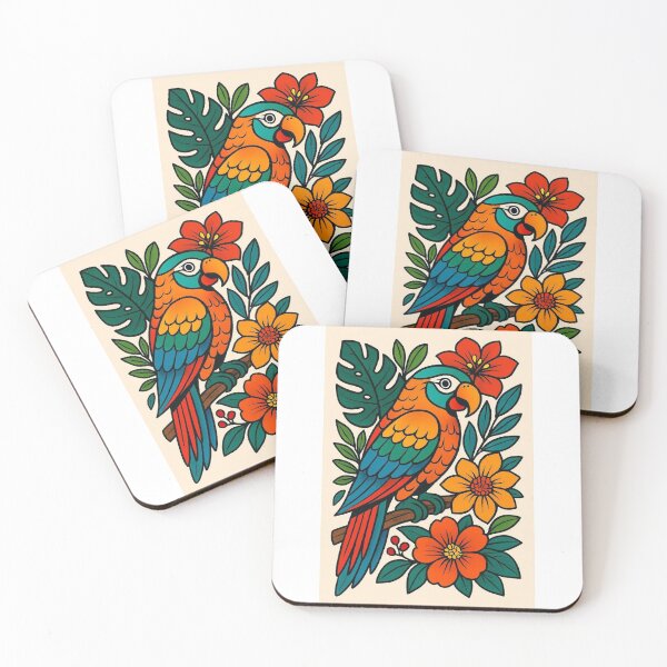 Item preview, Vibrant Tropical Parrot with Blooming Flowers designed and sold by henrysargole23.
