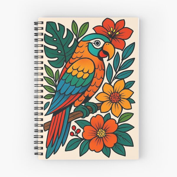 Item preview, Vibrant Tropical Parrot with Blooming Flowers designed and sold by henrysargole23.