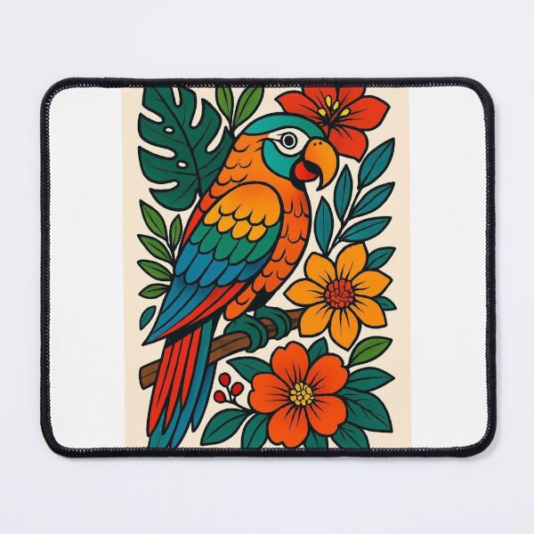 Item preview, Vibrant Tropical Parrot with Blooming Flowers designed and sold by henrysargole23.