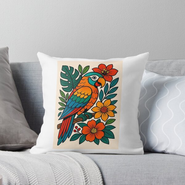 Item preview, Vibrant Tropical Parrot with Blooming Flowers designed and sold by henrysargole23.