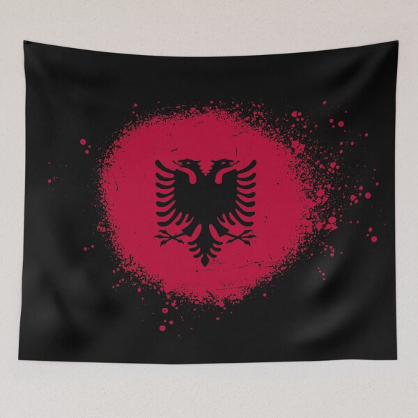 Item preview, Albania Flag Spray Paint Splatter Style designed and sold by DelfDesign.