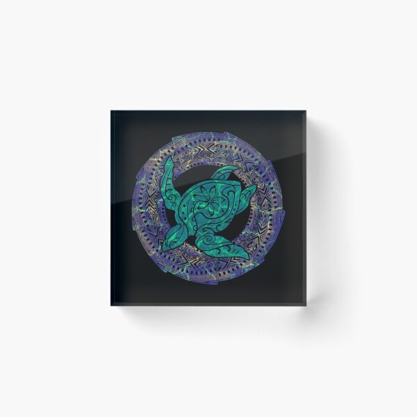 Item preview, Polynesian Tribal Sea Turtle (Honu) with Deep Ocean Wave Reflections designed and sold by sunnthreads.