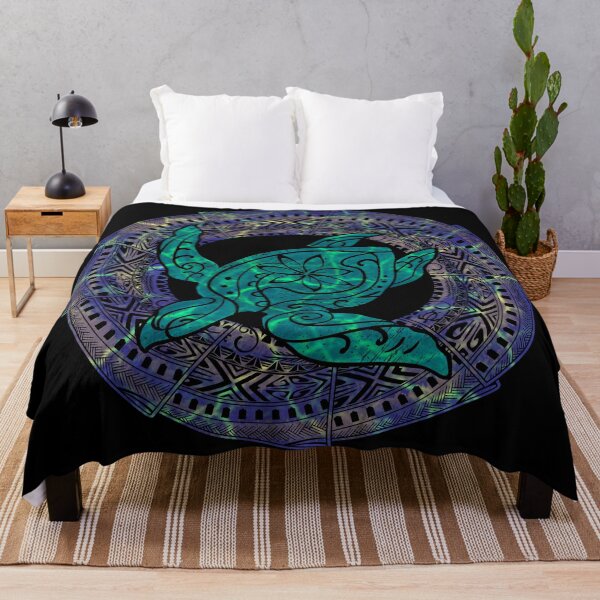 Item preview, Polynesian Tribal Sea Turtle (Honu) with Deep Ocean Wave Reflections designed and sold by sunnthreads.